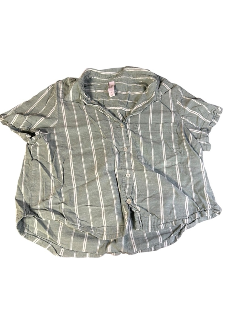 Auden Green Striped Button-Up Blouse